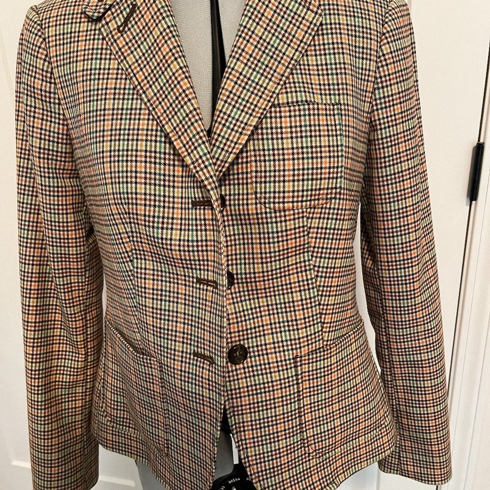 Talbots 2P Houndstooth Brown Blazer